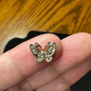 Gold Butterfly and Crystal Nail Charms and Embellishments